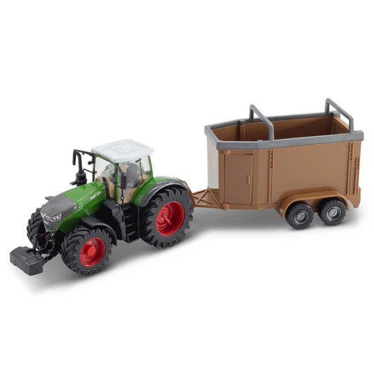 Bburago 31652 Fendt 1050 Vario Tractor w/Horse Trailer Diecast Farm Toy