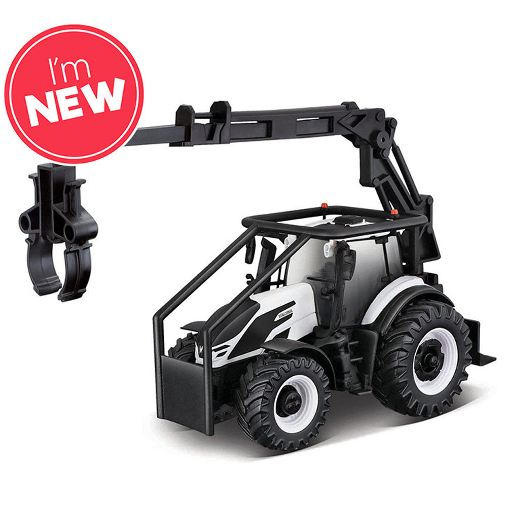 Bburago Valtra M2/Q Tractor w/Front & Log Loaders 3 Logs 10cm Farm Toy B18-31679