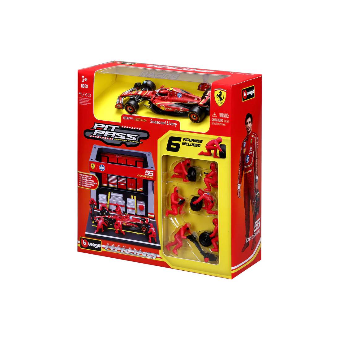 Bburago 1:43 F1 Ferrari Sf-24 2024 Pit Pass Diorama Sainz