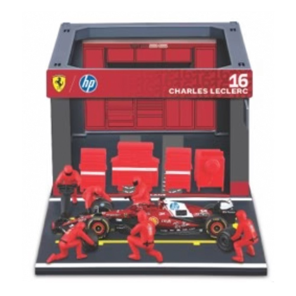 Bburago F1 Ferrari SF-25 2025 Pit Pass Diorama Leclerc 1:43 B18-36865L