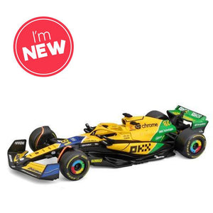 Bburago F1 McLaren MCL38 2024 Piastri Senna Livery w/Helmet 1:43 Model 38215PS