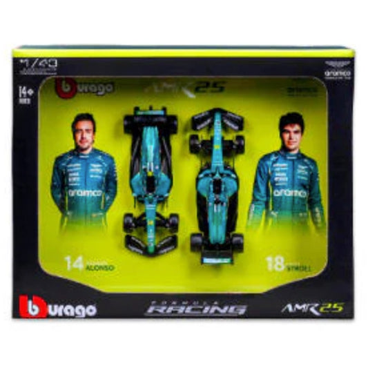 Bburago F1 Aston Martin AMR25 2025 Alonso/Stroll 1:43 Diecast Car Two-Pack