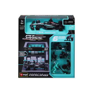 Bburago 1:43 F1 Mercedes Amg W15 2024 Pit Pass Diorama Russell
