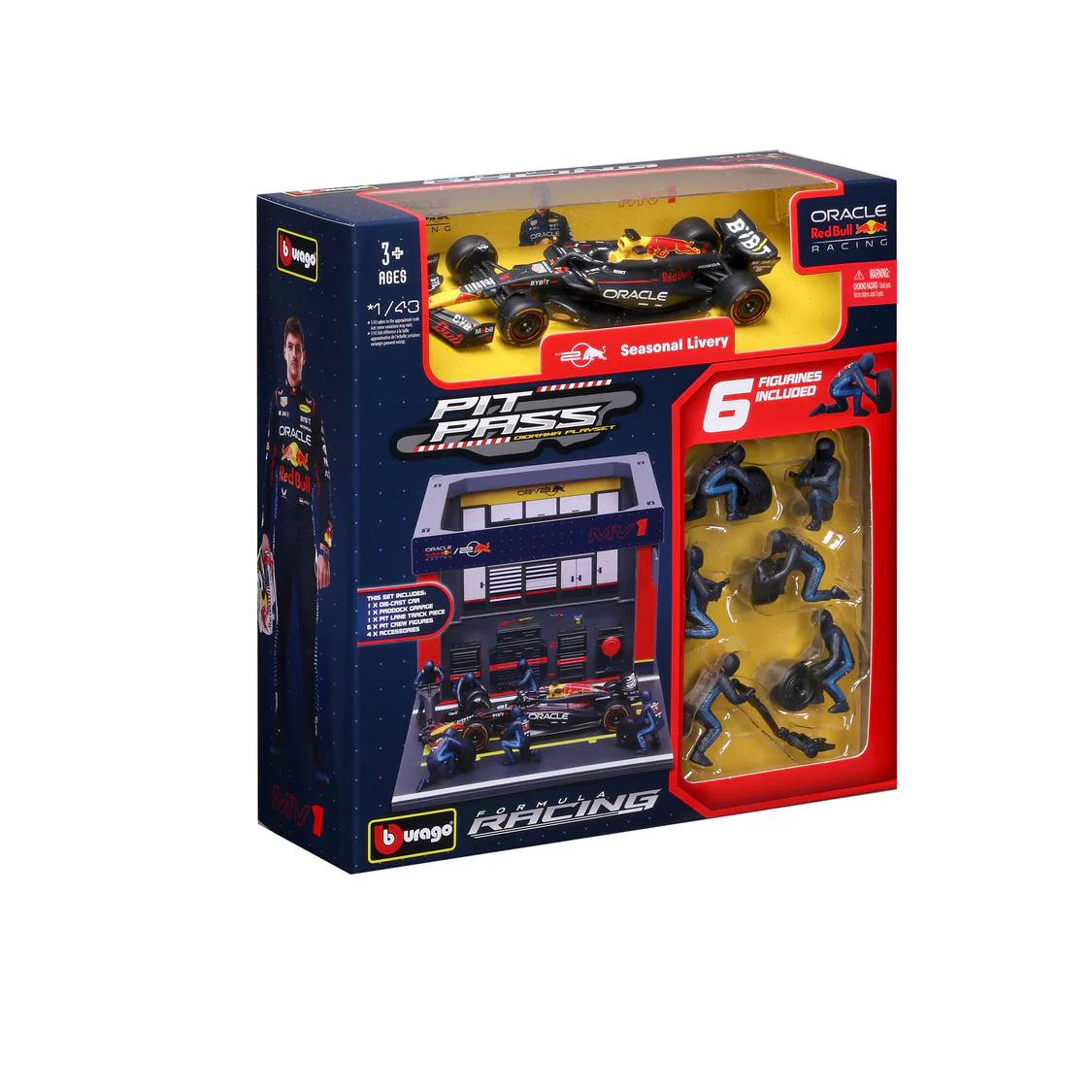 Bburago 1:43 F1 Red Bull Racing Rb20 2024 Pit Pass Diorama Verstappen