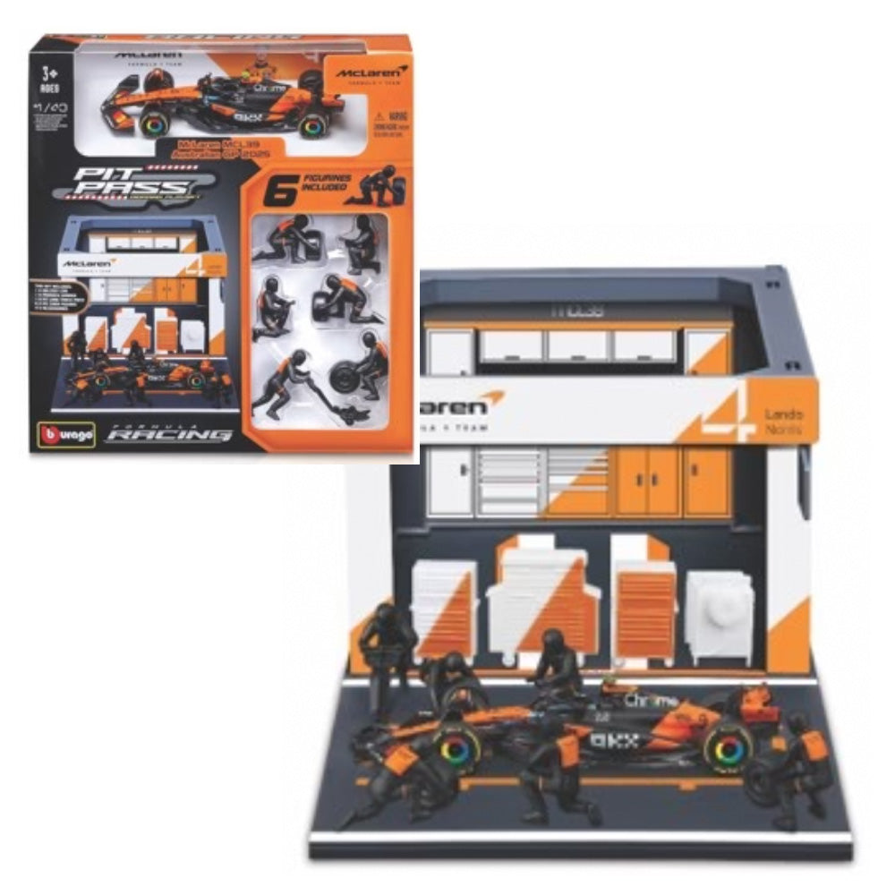 Bburago F1 McLaren MCL39 2025 Pit Pass Diorama Lando Norris 1:43 B18-38457N
