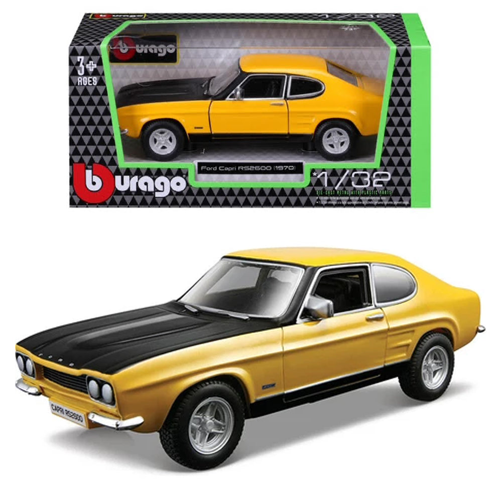 Bburago 1970 Ford Capri RS2600 - Yellow 1:32 Diecast Model