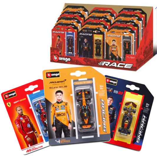Bburago F1 1:64 Diecast Car Assortment - McLaren/Ferrari/Red Bull/Mercedes