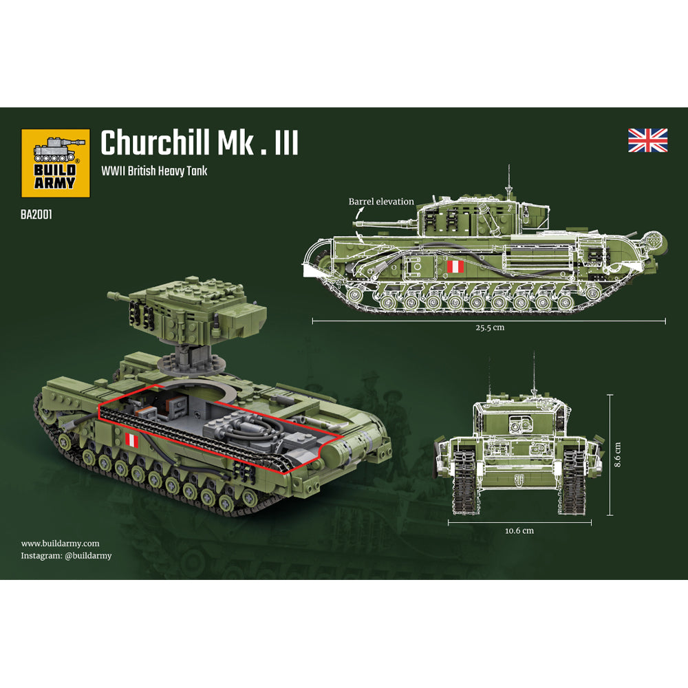 Build Army Churchill Tank 1:33 Brick Model 1305pcs B2001