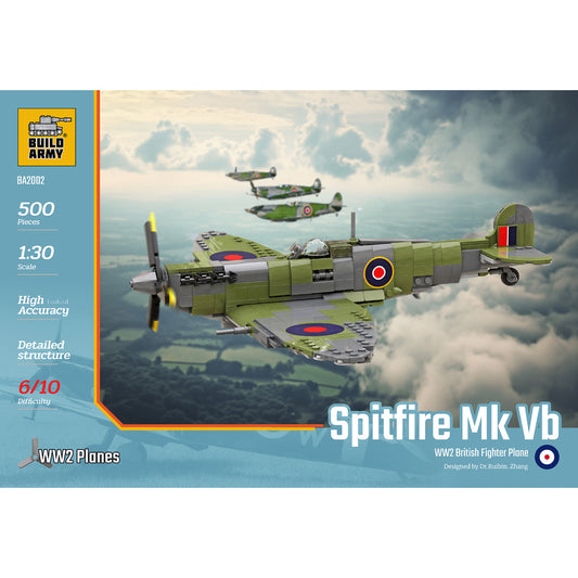 Build Army Supermarine Spitfire Mk Vb Fighter Plane 1:30 Brick Model 500ps B2002