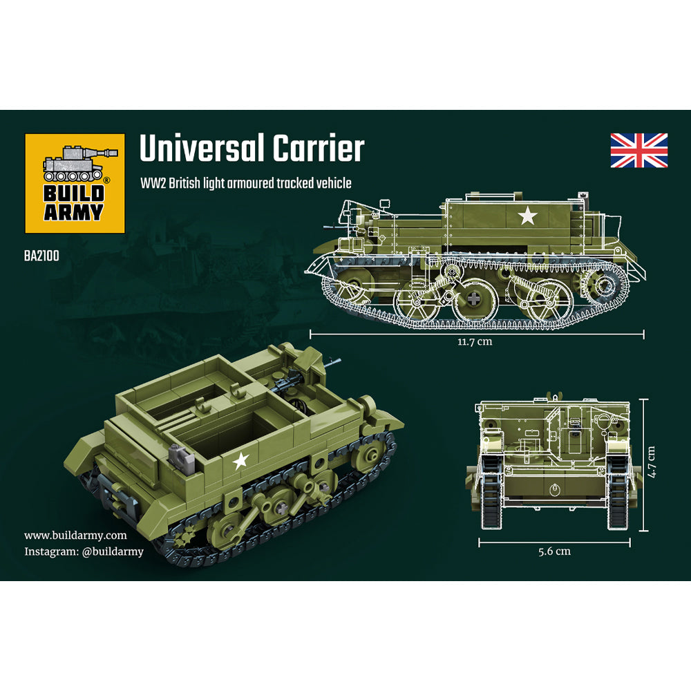 Build Army Universal Carrier Tracked Vehicle 1:33 Brick Model 276pcs B2100