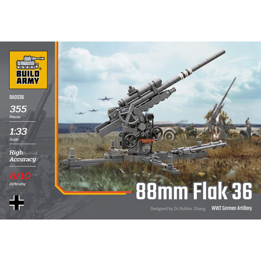 Build Army 88mm Flak 36 Artillery 1:33 Brick Model 355pcs B0036
