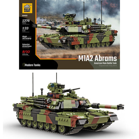 Build Army BM003 M1A2 Abrams Main Battle Tank 1:33 Brick Model 1376pcs