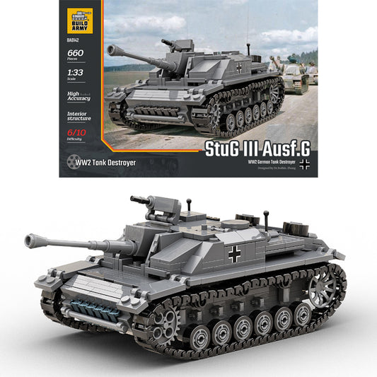 Build Army Stug III Ausf.G 1:33 Tank Brick Model 660pcs B0142