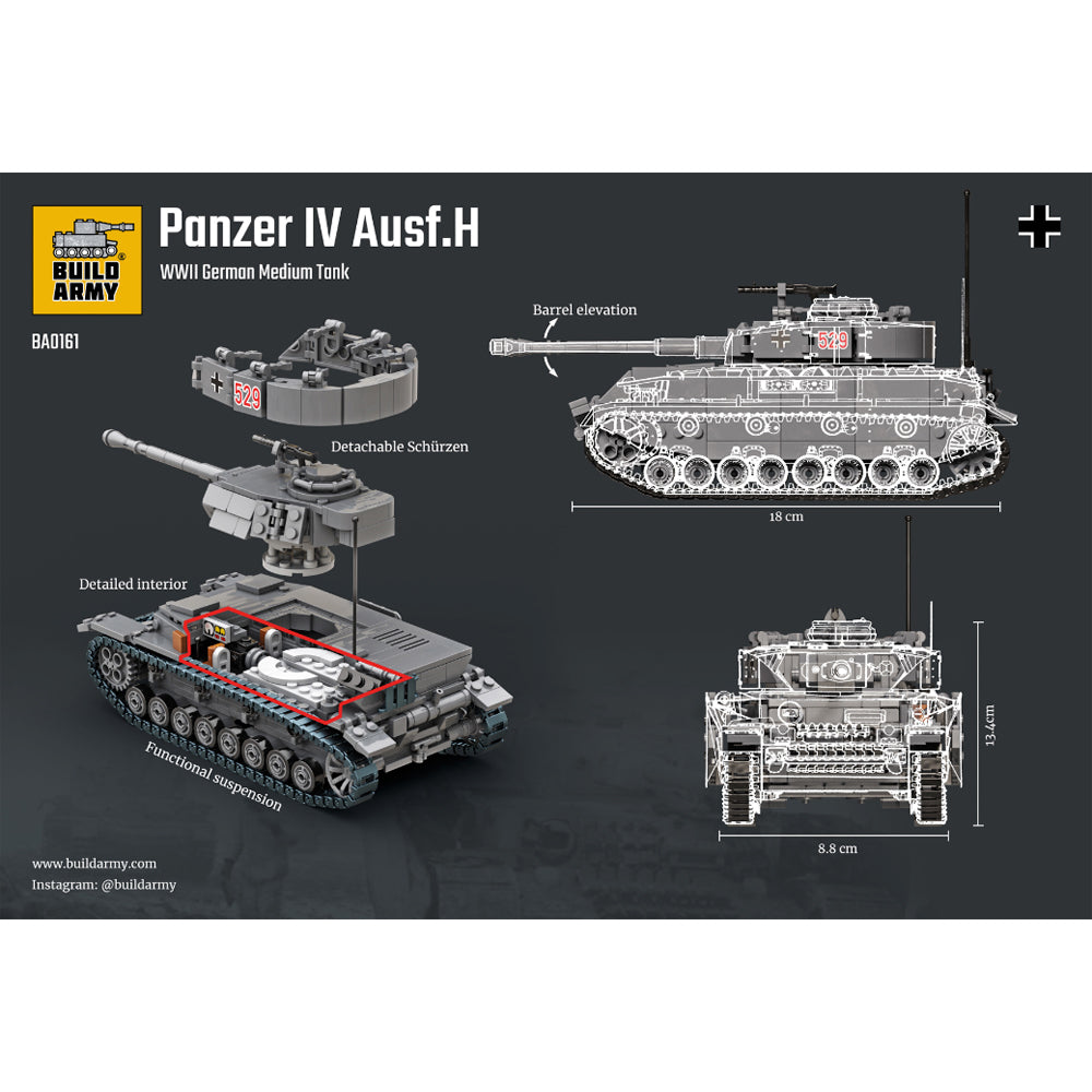 Build Army Panzer V 1:33 Tank Brick Model 950pcs B0161