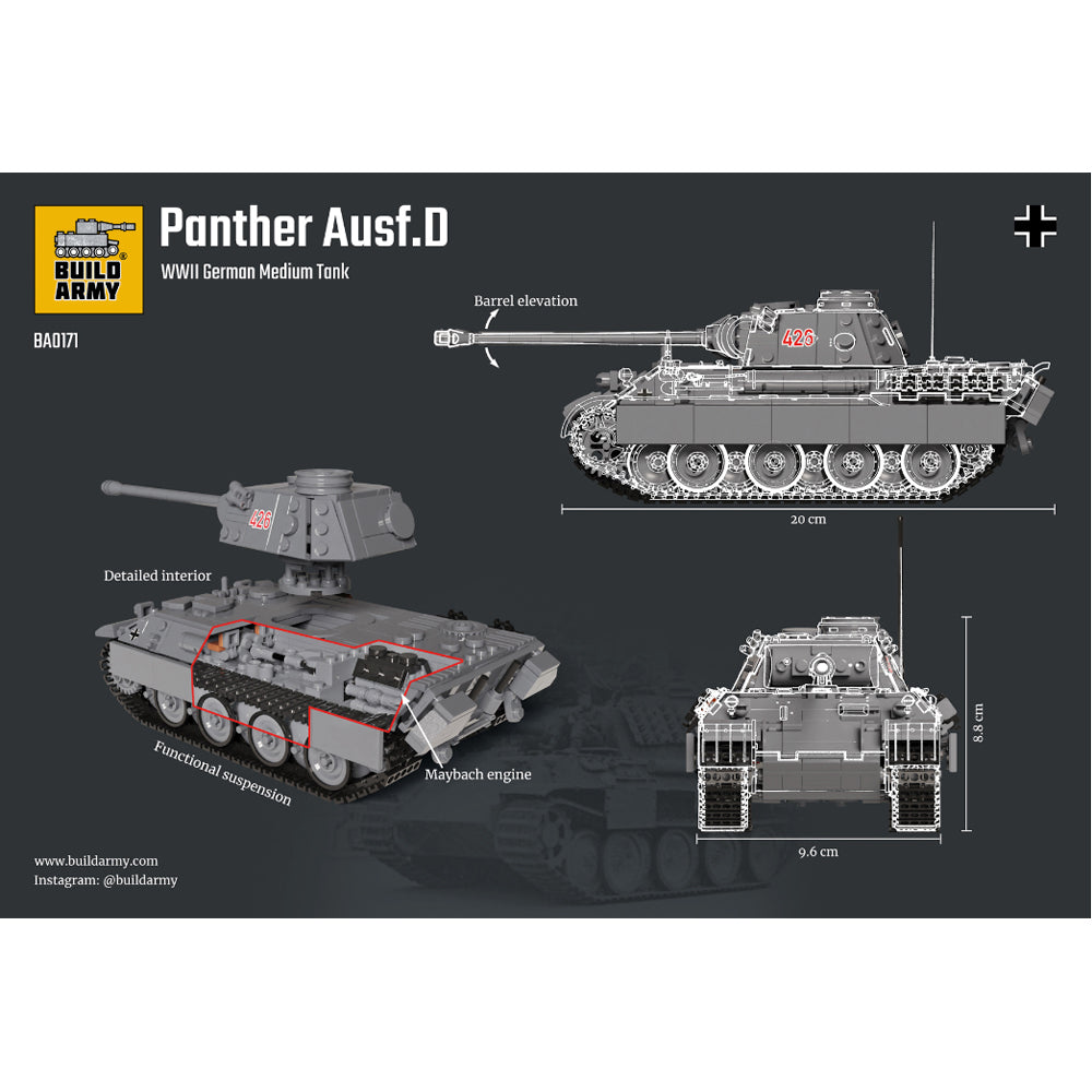 Build Army Panther Ausf.D 1:33 Tank Brick Model 940pcs B0171