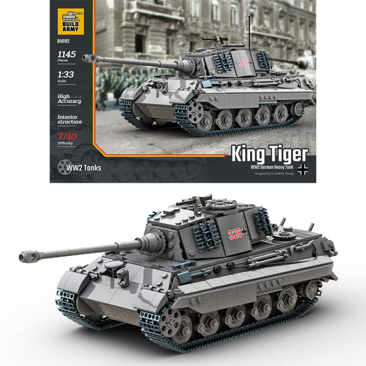 Build Army King Tiger II 1:33 Tank Brick Model 1145pcs B0182