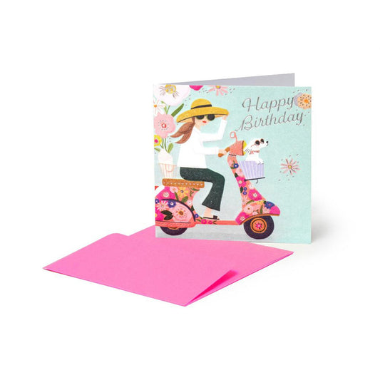 Legami Small Greeting Card - Happy Birthday - Bike Girl
