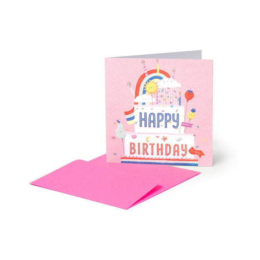 Legami Small Greeting Card - Happy Birthday - Rainbow Cake