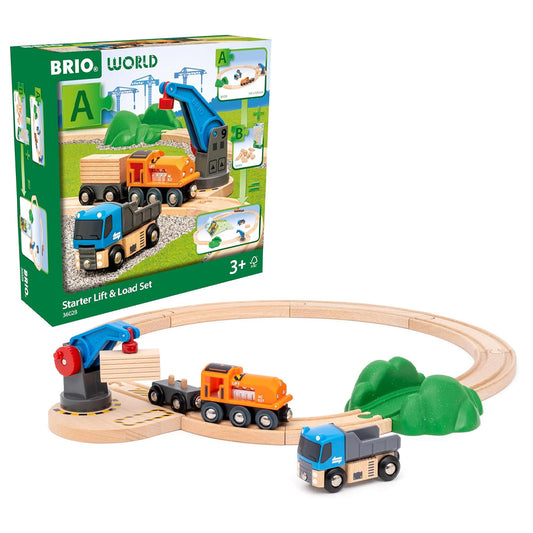 BRIO 36028 Starter Lift & Load Set - Wooden Train Toy Age 3+