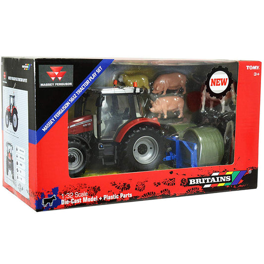 Britains Massey Ferguson Tractor Playset 1:32 Farm Vehicle 43205