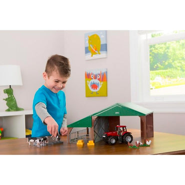 Britains 47019 Farm Building Set with Case Tractor 1:32 Diecast Farm Toy