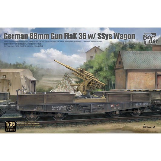 Borders Models BT-044 German 88mm Gun FlaK 36 w/SSys Wagon 1:35 Model Kit