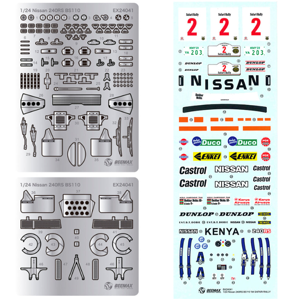 Beemax 24041 Nissan 240 RS Rally Safari 1984 1:24 Model Kit