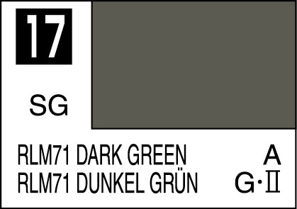 Mr. Hobby Mr. Colour - 017 - RLM71 Dark Green 10ml Acrylic Model Paint