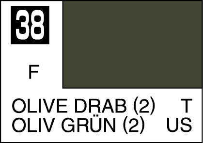 Mr. Hobby Mr. Colour - 038 - Olive Drab (2) 10ml Acrylic Model Paint