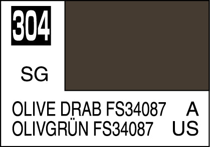 Mr. Hobby Mr. Colour - 304 - Olive Drab FS34087 10ml Acrylic Model Paint