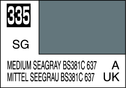 Mr. Hobby Mr. Colour - 335 - Medium Seagray BS381C 637 10ml Acrylic Model Paint