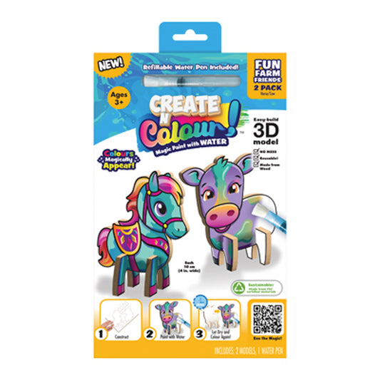 Create N Colour Fun Farm Friends Set 2 Horse/Cow - Magic Painting with Water!