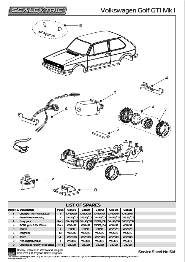 Scalextric Digital C4625 Volkswagen Golf MK1 Malcolm Jeffs Racing 1:32 Slot Car
