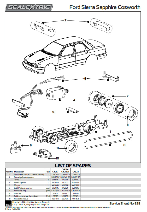 Scalextric C4632 Ford Sierra Sapphire - BTCC 1990 - Rob Gravett 1:32 Slot Car