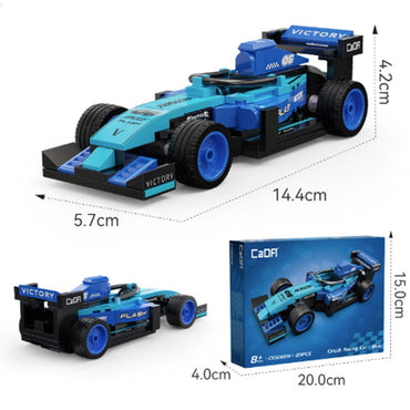 CaDA Blue Circuit Racing Car Brick Model 123pcs C55068W