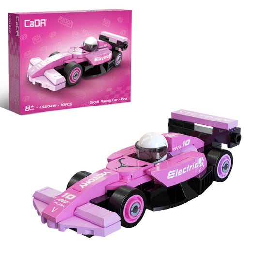 CaDA Mini Pink Circuit Racing Car Brick Model 70pcs C55104W