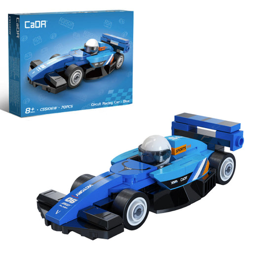 CaDA Mini Blue Circuit Racing Car Brick Model 70pcs C55106W