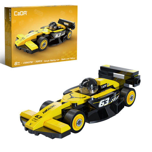 CaDA Mini Yellow Circuit Racing Car Brick Model 70pcs C55107W