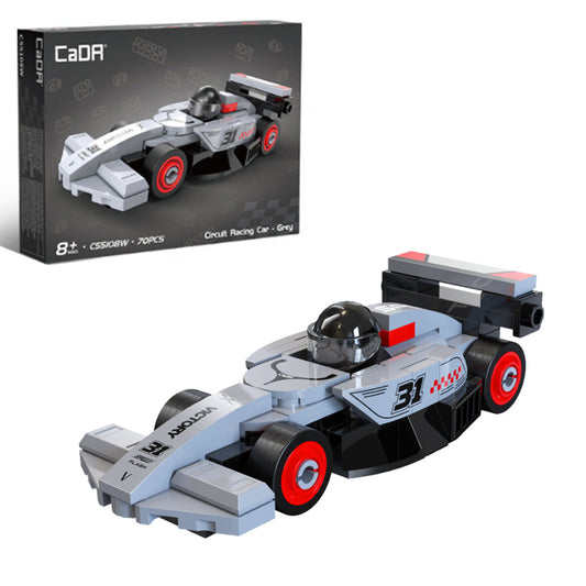 CaDA Mini Grey Circuit Racing Car Brick Model 70pcs C55108W