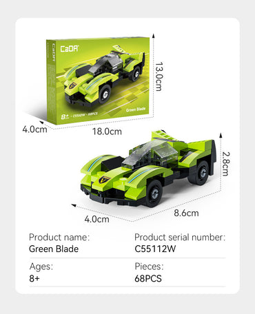 CaDA Mini Green Blade Sports Car Brick Model 1:48 68pcs C55112W