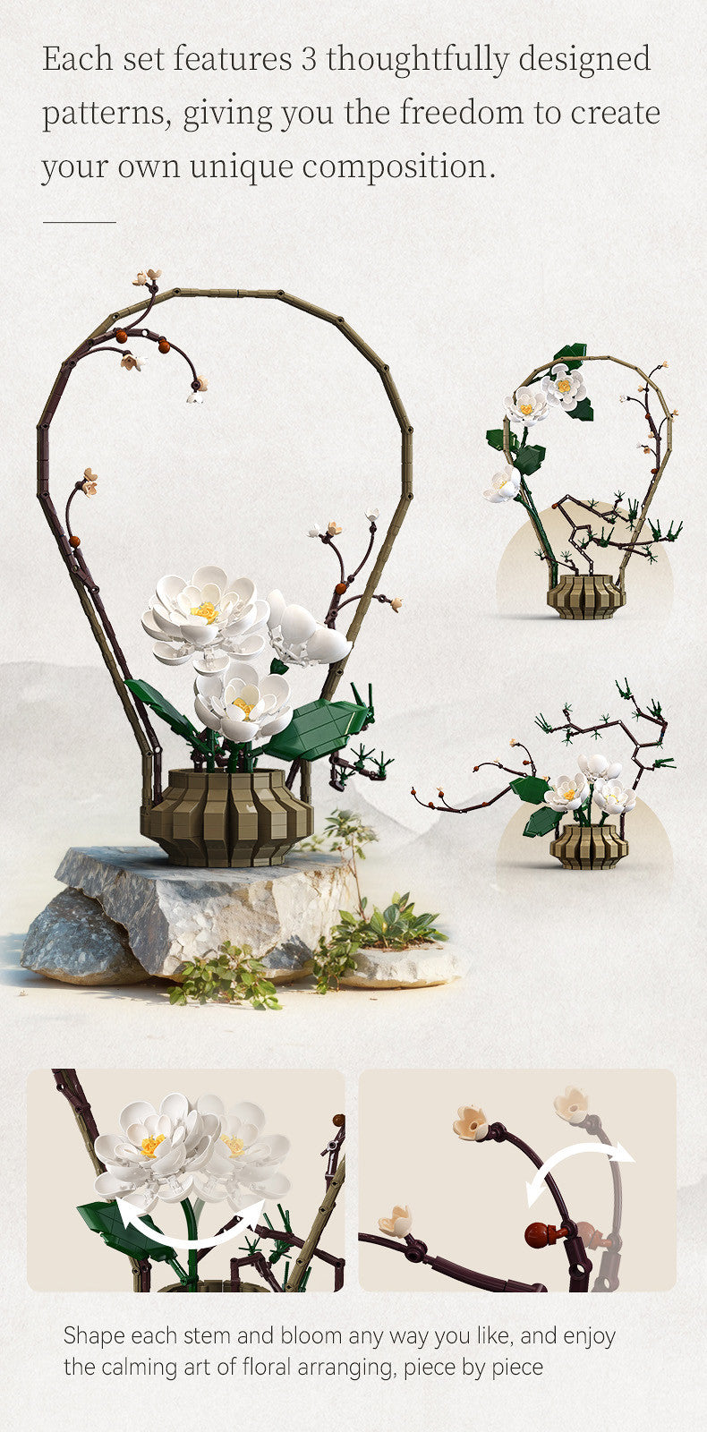 CaDA Oriental Floral Art: Winter Brick Model 990pcs C59026W