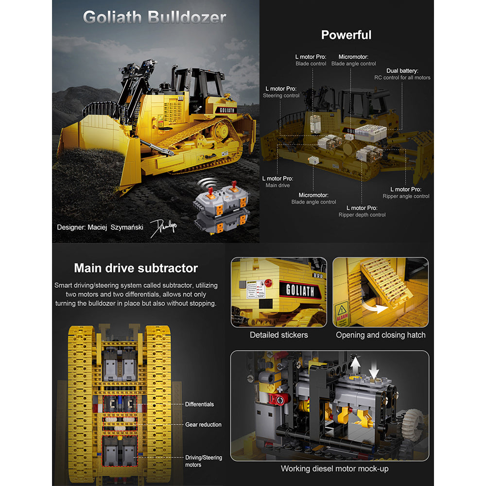 CaDA RC Heavy Bulldozer Goliath 1:16 Brick Model 2826pcs 61056W