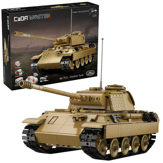 CaDA Panther Tank 1:35 RC Brick Model 907pcs Age 14+ C61073W