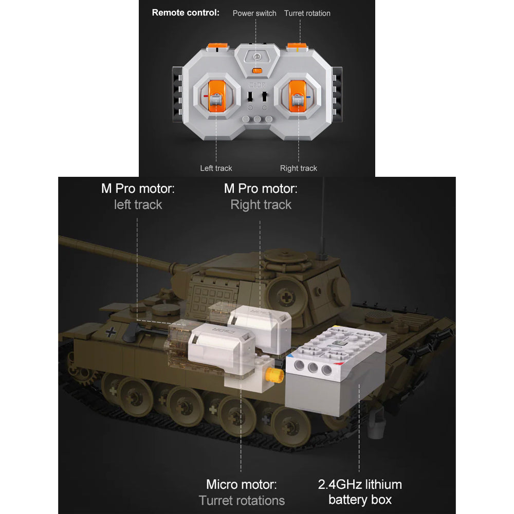 CaDA Panther Tank 1:35 RC Brick Model 907pcs Age 14+ C61073W