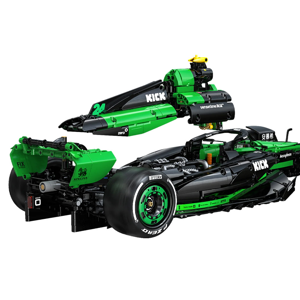 CaDA C64010W KICK Sauber C44 2024 F1 Car 1:8 Brick Model 2553pcs