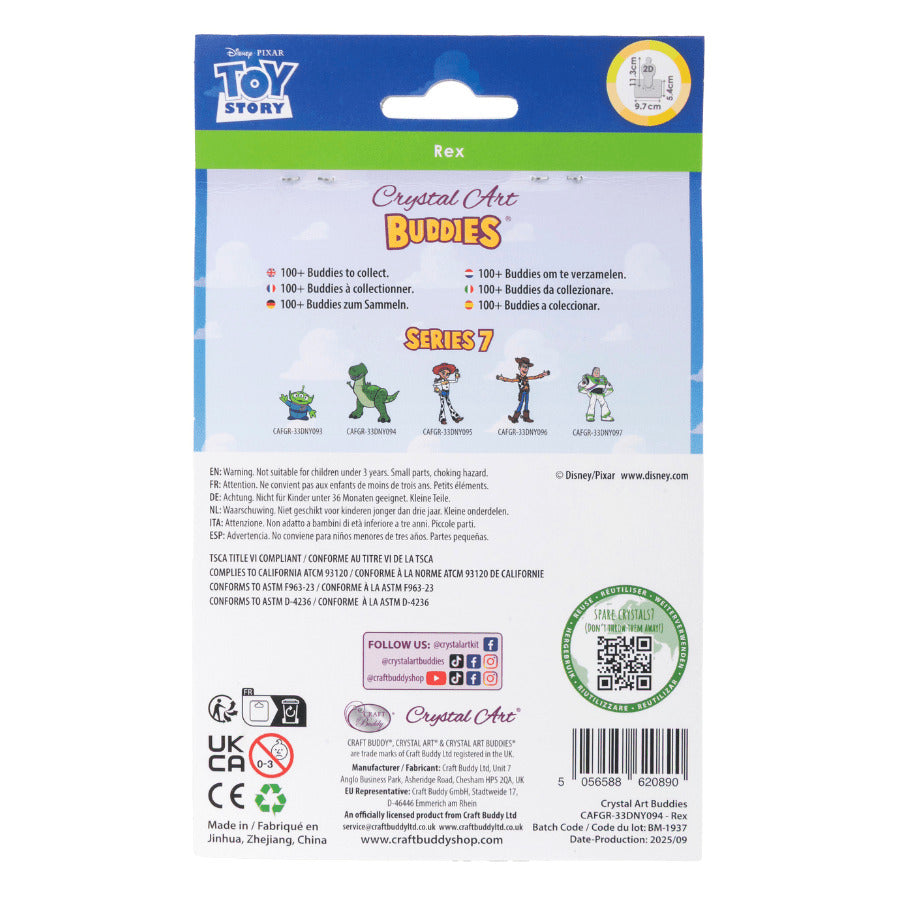 Disney: Rex Crystal Art Buddy Craft Kit Age 6+