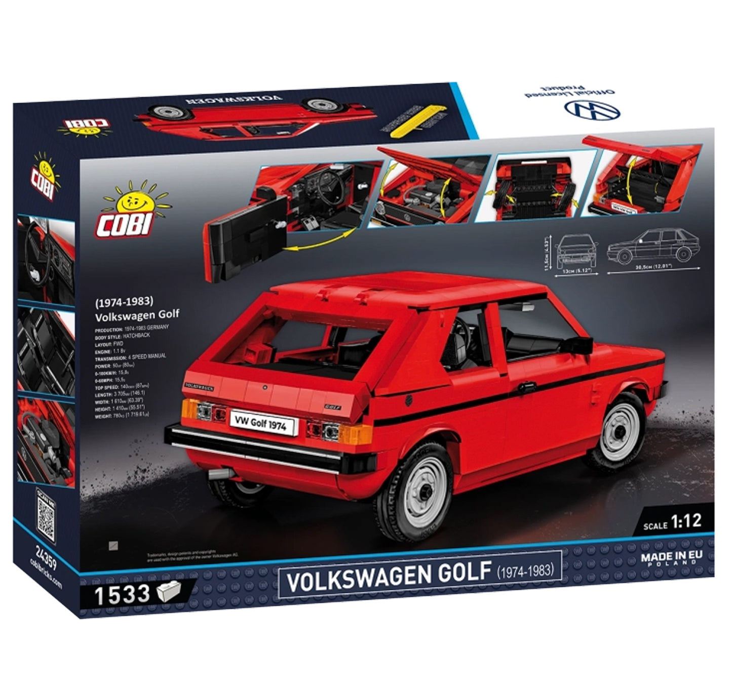 COBI 24359 VW Golf (1974-1983) 1:12 Brick Model 1533pcs