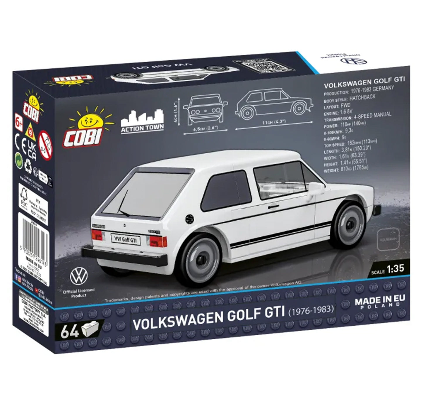 COBI 24614 VW Golf GTI (1976-1983) 1:35 Brick Model 64pcs