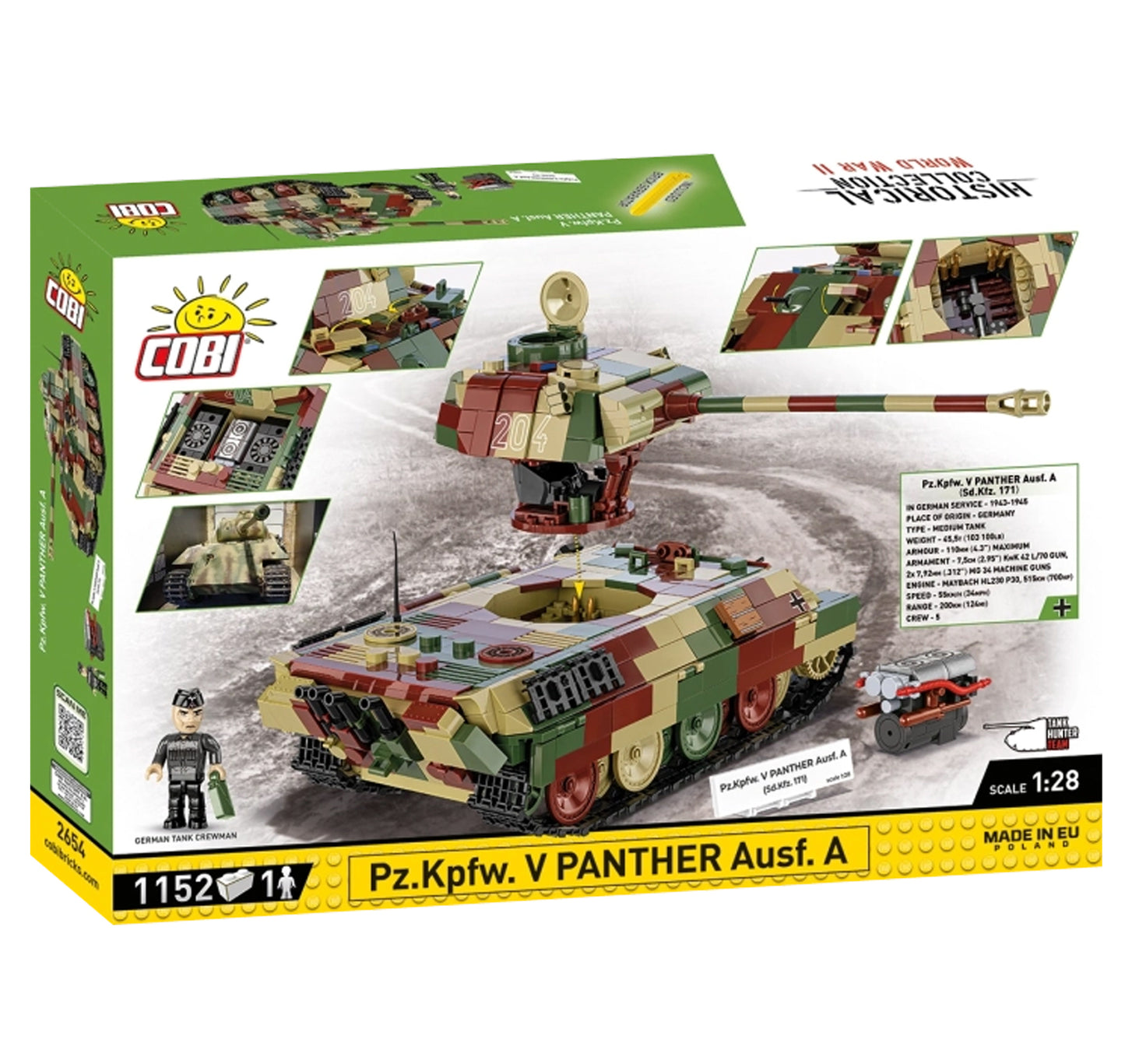COBI 2654 Pz.Kpfw. V Panther Ausf. A 1:28 Brick Model 1152pcs