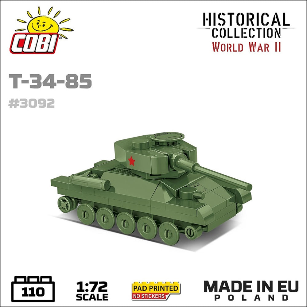 COBI 3092 T-34-85 HC WWII Tank 1:72 Brick Model 110pcs